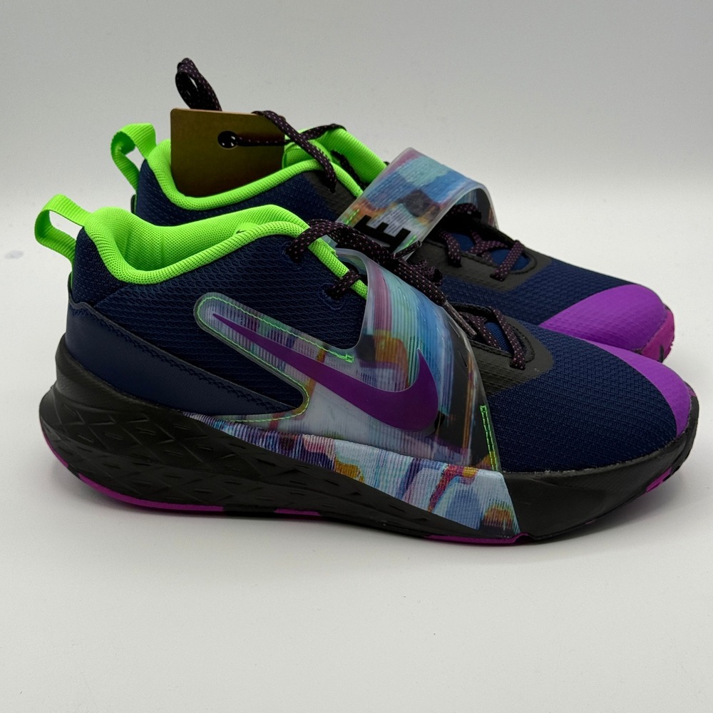 Nike Team Hustle D 12 SE Shoes Kids Size 7Y Blue Purple Basketball HV2291 400